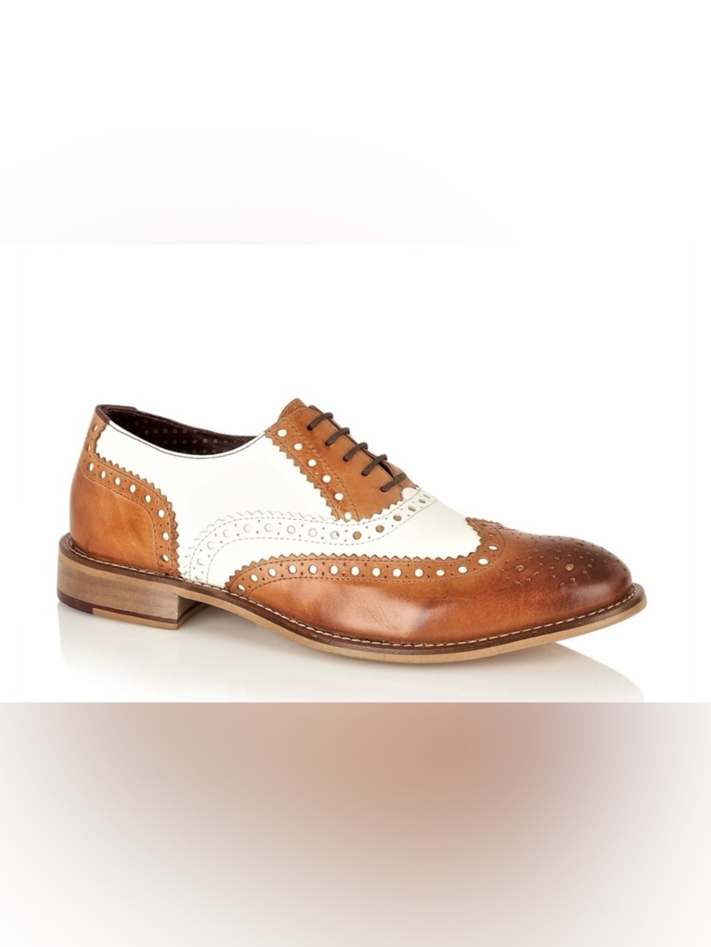London Brogues Gatsby Tan White Wingtip Oxford Shoes Mens 8 EU 42